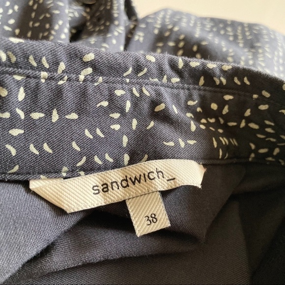 Sandwich Leaf Print Split Neck Long Sleeve Blouse Size M - Picture 12 of 14